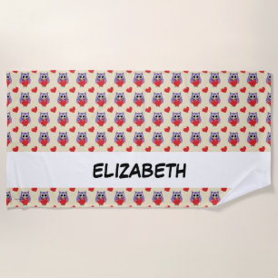 Serviette De Plage Un Motif Owen Love   Ajouter Votre Nom