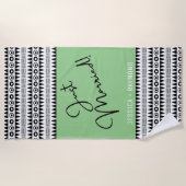 Serviette De Plage Un Motif tribal vert et personnalisé marié (Devant)