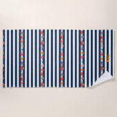 Serviette De Plage Under the sea with nautical stripes (Devant)