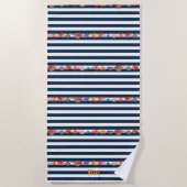 Serviette De Plage Under the sea with nautical stripes (Devant)