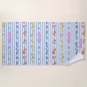 Serviette De Plage Under the sea with nautical stripes. Customisable (Devant)
