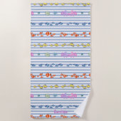 Serviette De Plage Under the sea with nautical stripes. Customisable (Devant)