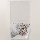 Serviette De Plage Une aquarelle American Curl, chat (Devant)