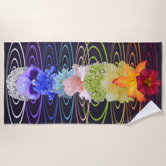 Serviette De Plage Une belle base de sept chakras de fleurs (Devant)