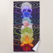 Serviette De Plage Une belle base de sept chakras de fleurs (Devant)