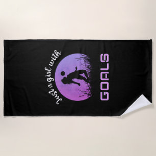 Serviette De Plage Une fille avec des buts beau football