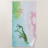 Serviette De Plage Une Grenouille S'Enfonce Dans L'Étang Illustration (Devant)