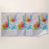 Serviette De Plage Unicorn Aquarelle Peinture Dreams Téléphone (Devant)