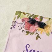 Serviette De Plage Unicorn Floral Nom personnalisé (En situation)