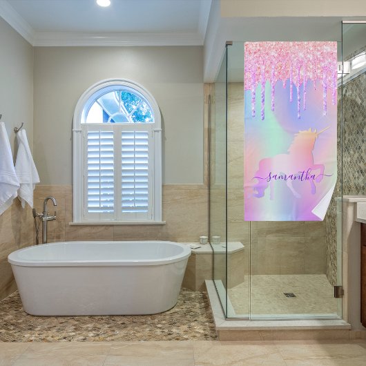 Serviette De Plage Unicorn parties scintillant goutte rose arc-en-cie