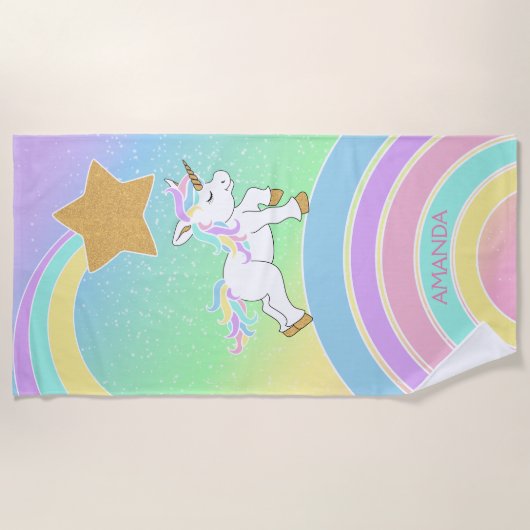 Serviette De Plage Unicorn 🦄 Rainbow Magic (Devant)