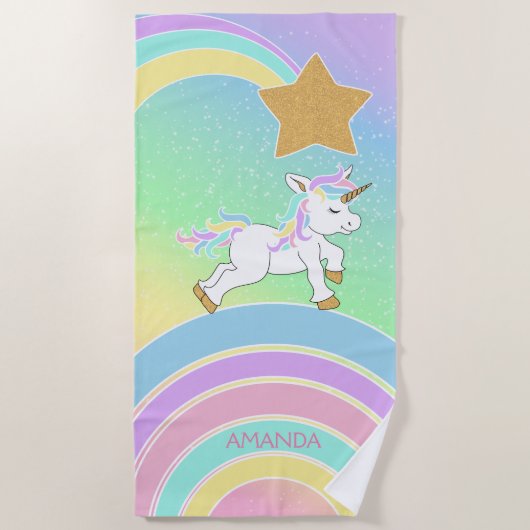 Serviette De Plage Unicorn 🦄 Rainbow Magic (Devant)