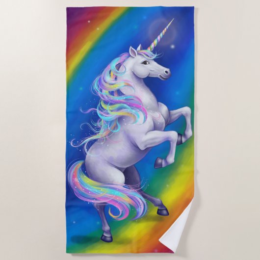 Serviette De Plage Unicorn with Rainbow (Devant)
