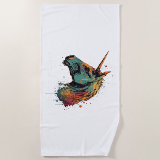 Serviette De Plage Unicorne Abstraite (Devant)