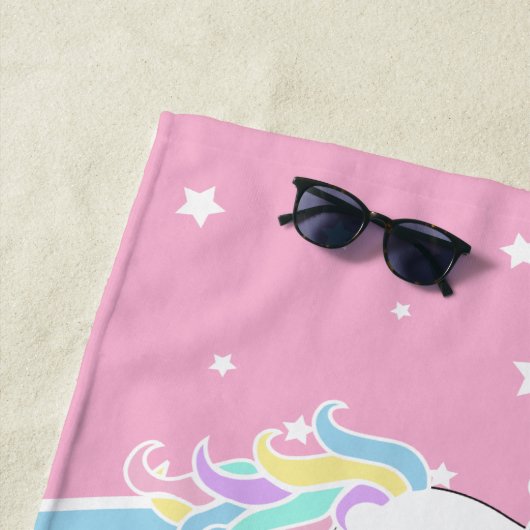 Serviette De Plage Unicorne arc-en-ciel (En situation)