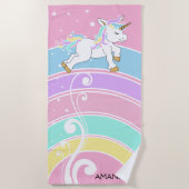 Serviette De Plage Unicorne arc-en-ciel (Devant)