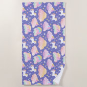 Serviette De Plage unicorne arc-en-ciel mignon unicorne anniversaire  (Devant)