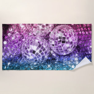 Serviette De Plage Unicorne Boules Disco Glam #2 #retro #wall #art