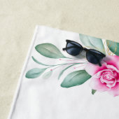 Serviette De Plage Unicorne face et fleurs (En situation)