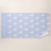 Serviette De Plage Unicorne personnalisée Soft Pastel Enfants cadeau  (Devant)