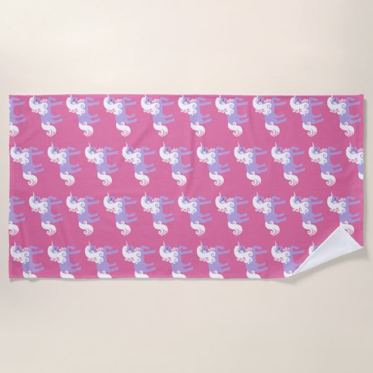 Serviette De Plage Unicorne rose violet (Devant)