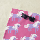 Serviette De Plage Unicorne rose violet (En situation)