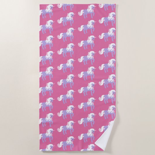 Serviette De Plage Unicorne rose violet (Devant)
