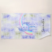 Serviette De Plage Unicorne violette (Devant)