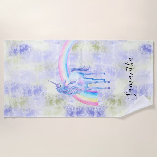 Serviette De Plage Unicorne violette (Devant)