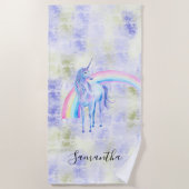 Serviette De Plage Unicorne violette (Devant)