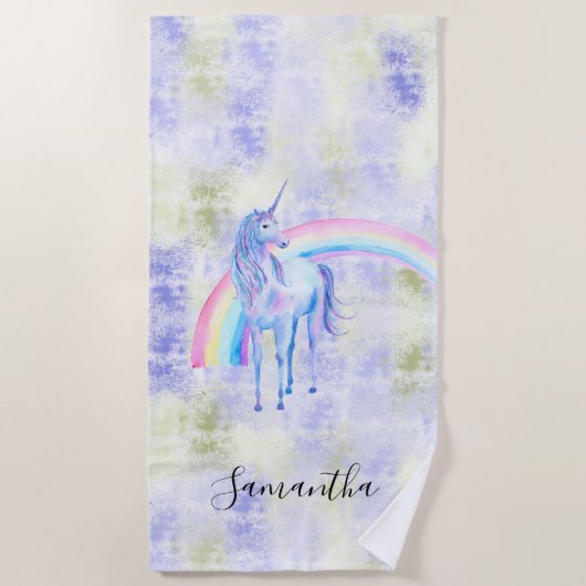 Serviette De Plage Unicorne violette (Devant)