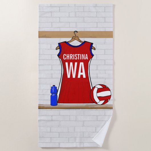 Serviette De Plage Uniforme Personnalisable Netball (Devant)