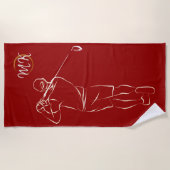 Serviette De Plage Unique Moderne Cool Mens Design Rouge Personnalisé (Devant)