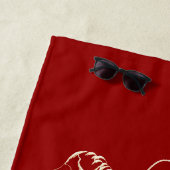 Serviette De Plage Unique Moderne Cool Mens Design Rouge Personnalisé (En situation)