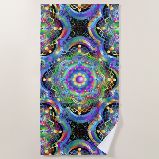 Serviette De Plage Univers Mandala Couleurs Psychédéliques (Devant)