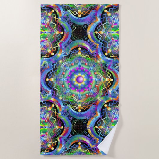 Serviette De Plage Univers Mandala Couleurs Psychédéliques (Devant)