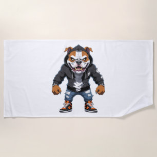 Serviette De Plage Urban Alpha Bulldog - Mascotte de style rue