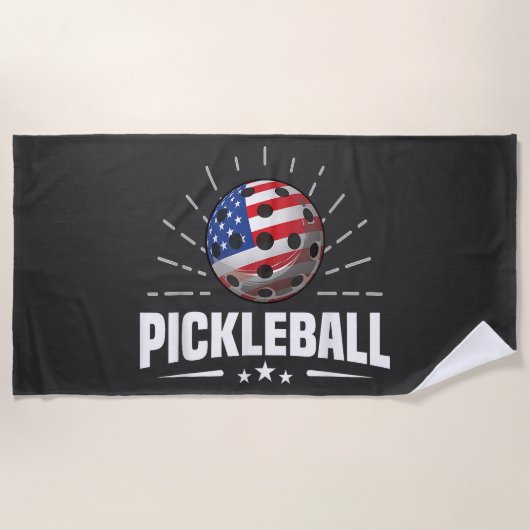 Serviette De Plage US American Flag Pickleball Player (Devant)