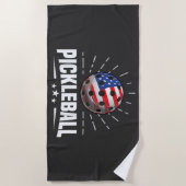 Serviette De Plage US American Flag Pickleball Player (Devant)