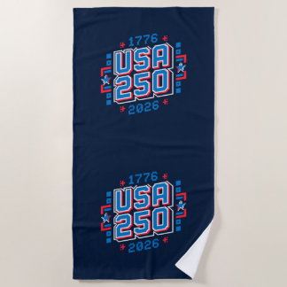 Serviette De Plage USA 250 – 1776 to 2026 Pixel Art