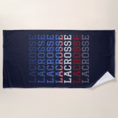 Serviette De Plage USA Repeating Text - Lacrosse USA American Flag (Devant)
