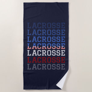 Serviette De Plage USA Repeating Text - Lacrosse USA American Flag