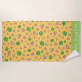 Serviette De Plage Vacances d'été amusantes pastèque (Devant)