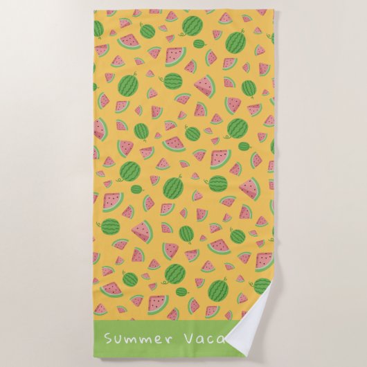 Serviette De Plage Vacances d'été amusantes pastèque (Devant)