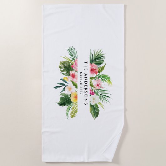 Serviette De Plage Vacances d'été botanique tropicale (Devant)