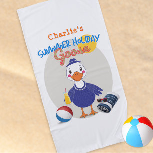 Serviette De Plage Vacances d'été Oie Mignonne Personnalisée