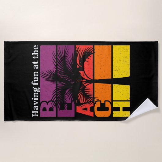 Serviette De Plage Vacances d'été S'amuser à la plage Retro (Devant)