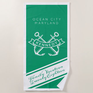 Serviette De Plage Vacances en famille Destination, année et nom