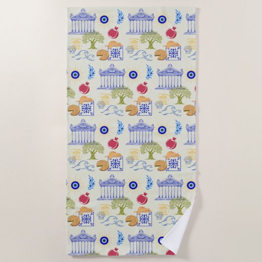 Serviette De Plage Vacances en Grèce Minimalisme (Devant)