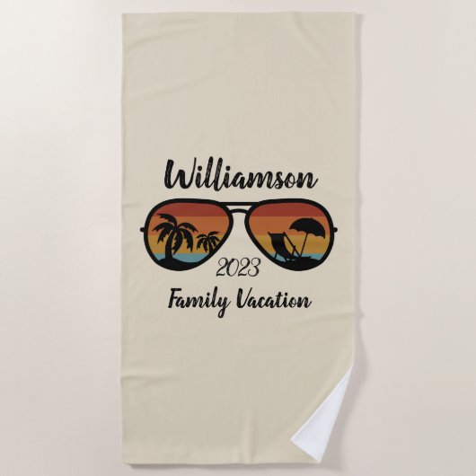 Serviette De Plage Vacances familiales personnalisées (Devant)